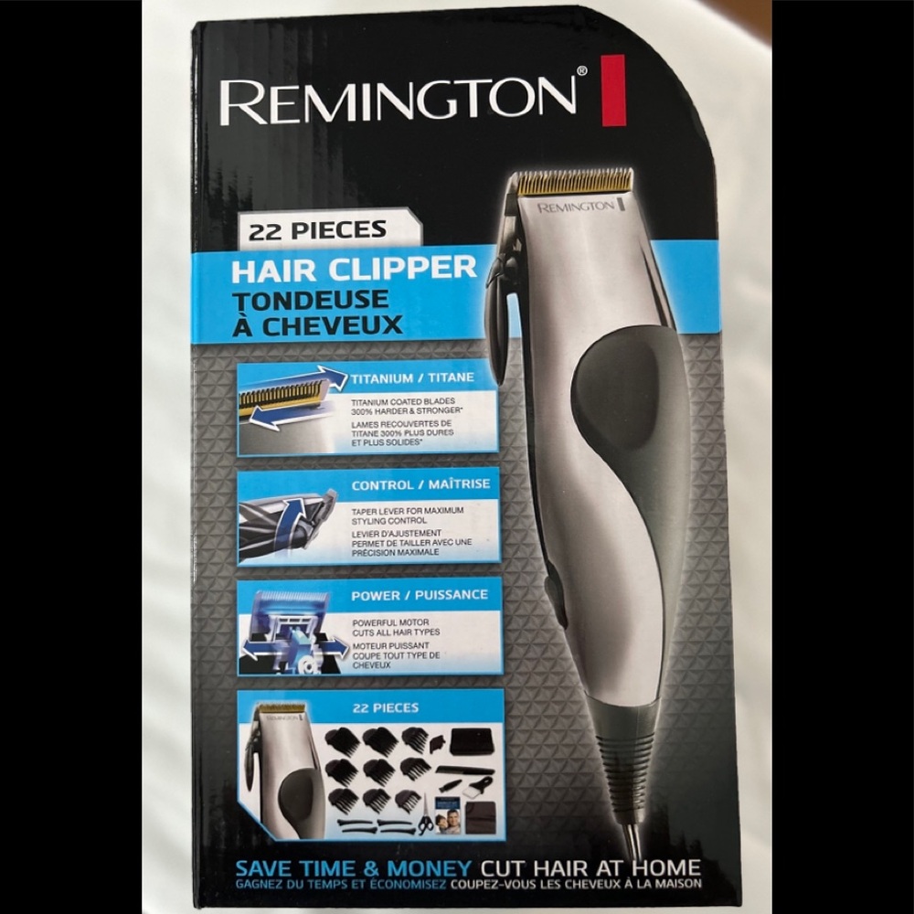 Brand new in box.  Remington 22 piece Hair Clipper.